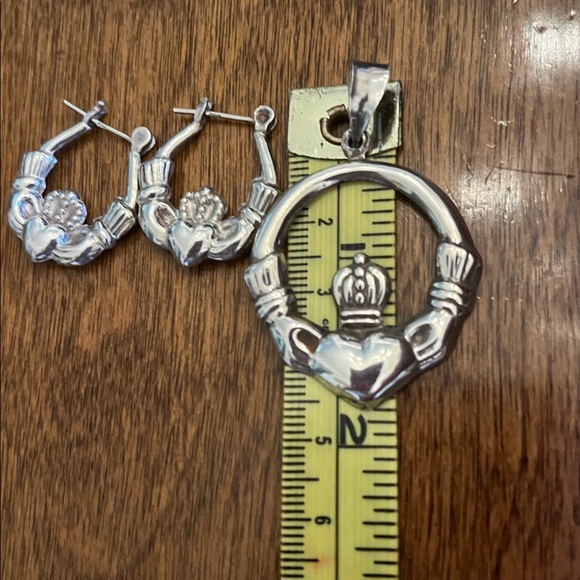 Jewelry - Claddagh  Irish Symbol .925 Pendant and Earrings Set